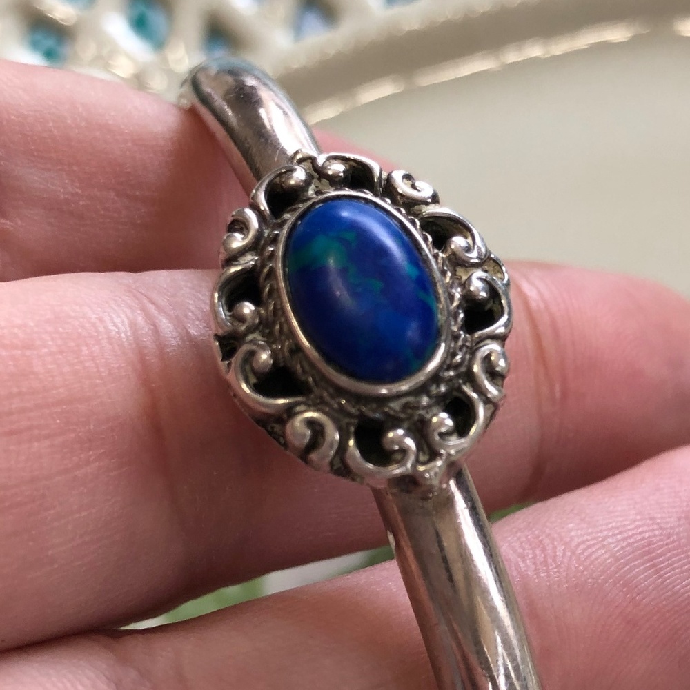 Vintage Sterling Silver Azurite Malachite Cuff